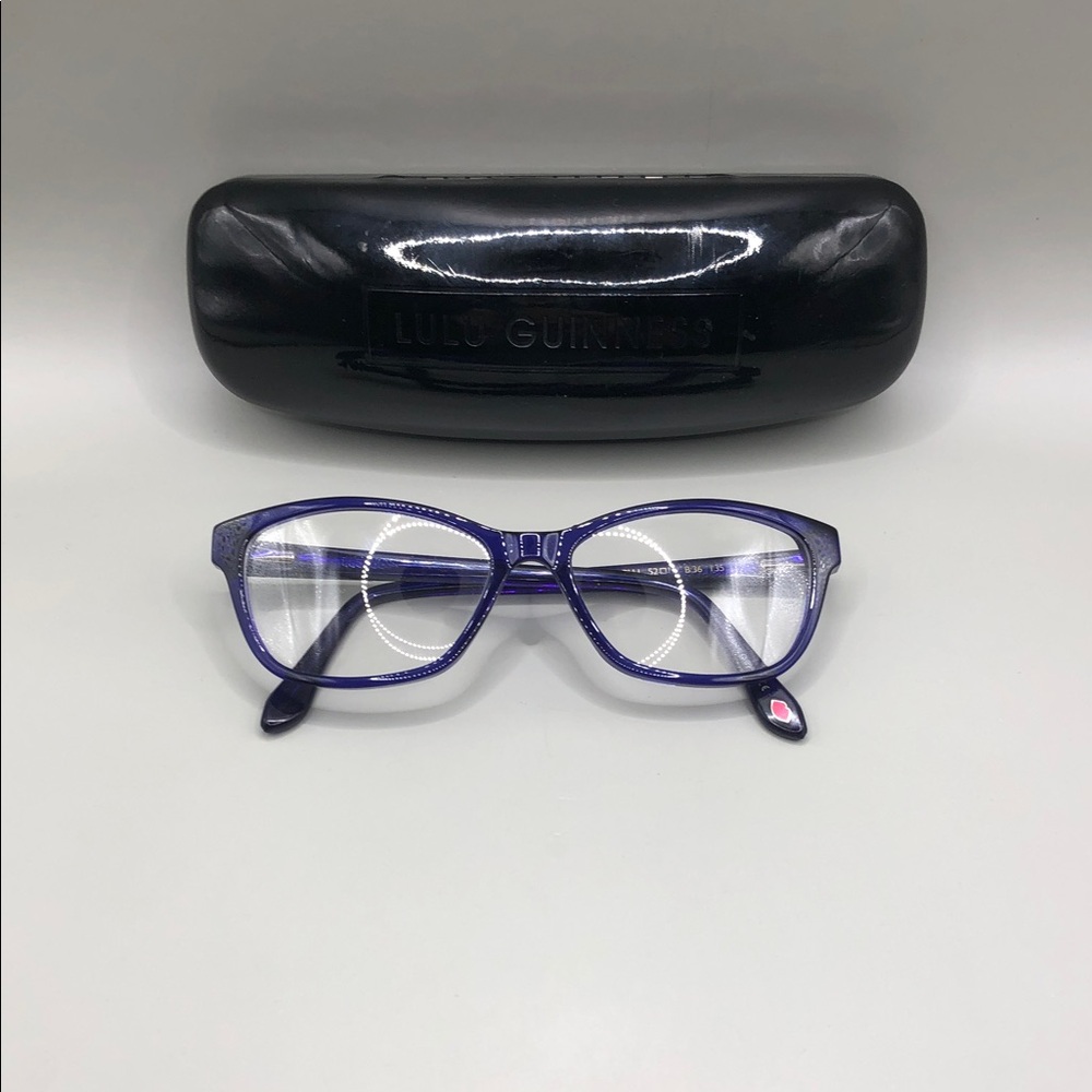 Lulu Guinness L886 Glasses FRAMES Indigo Blue w Crystals 52-15-135 Cat Eye